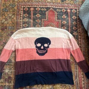 Skull Cashmere Multicolor Striped Skull Sweater